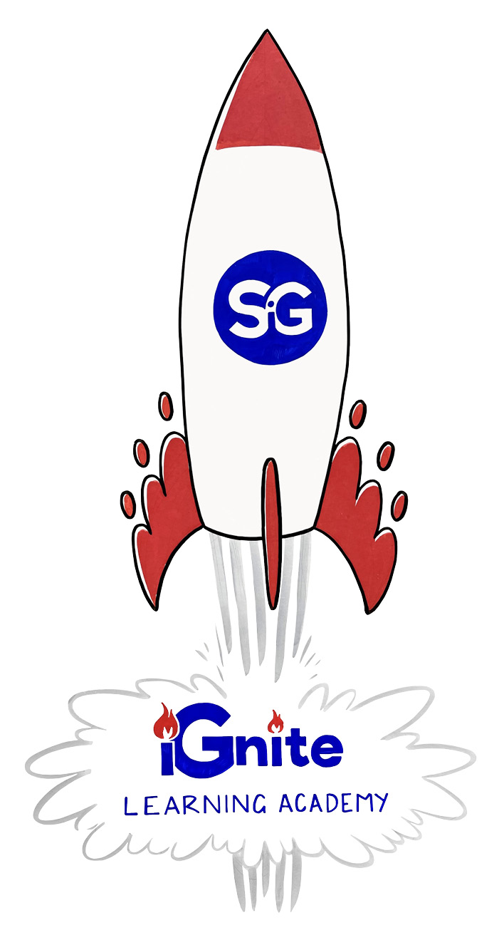 Graphic of a rocket with the SiG logo on, to represent how Sharing in Growth is launching a new podcast series on the Ignite Academy